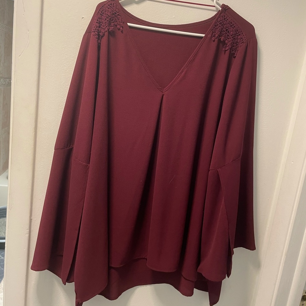 Plus Sized Long Sleeve Open Cuff Blouse
